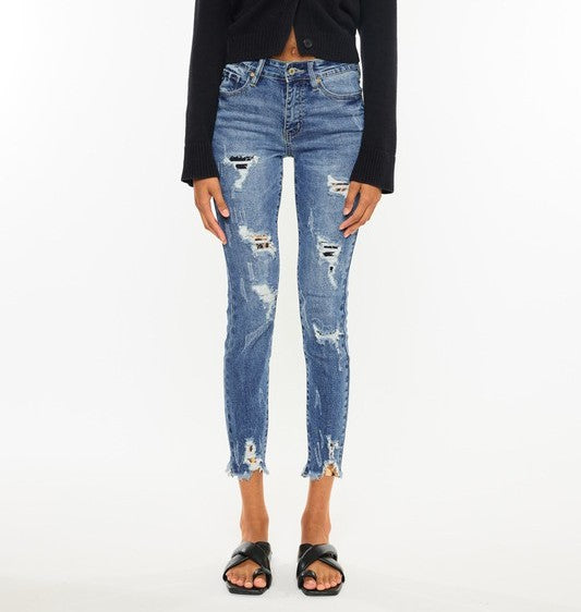 Kan Can Cheetah Patchwork Denim